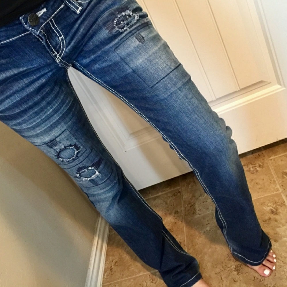 BKE embellished faded bootcut jeans 25